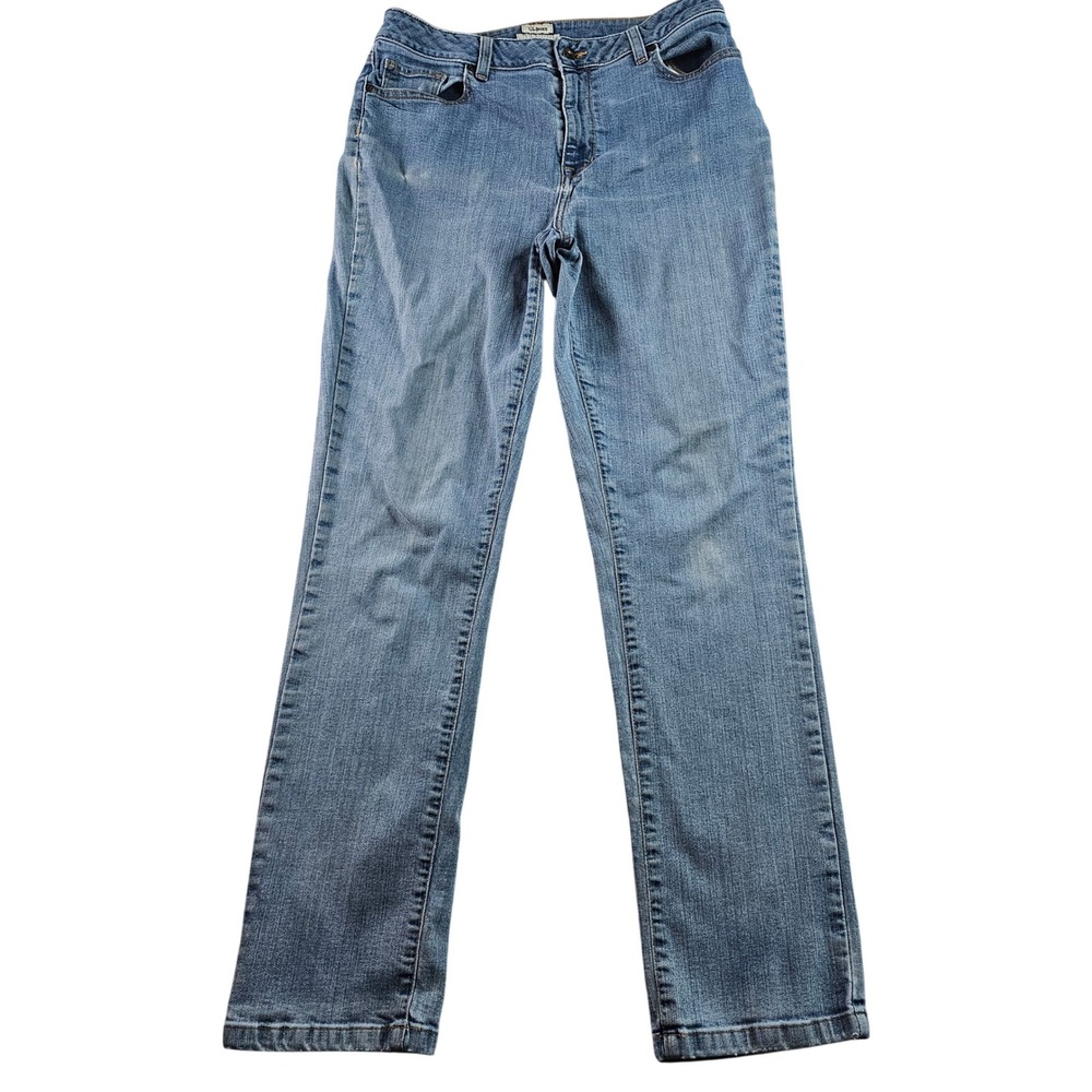 LL‎ Bean Straight Leg Denim Jeans Womens 12 Light Wash Casual Fit Pent